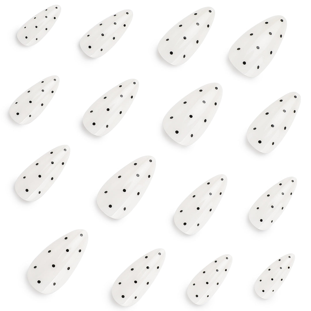 Artful Nail Extensions with Polka Dots Bowlift