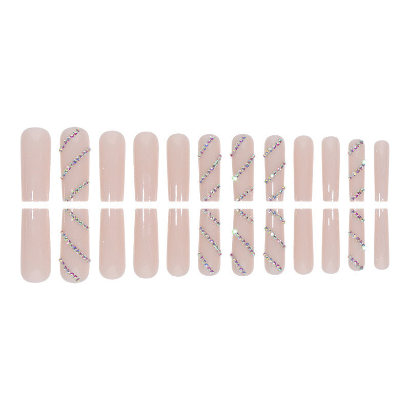 Acrylic nail set with sparkling rhinestone accents Bowlift