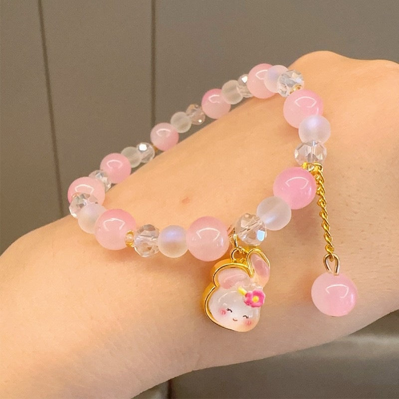 Playful bracelet with colorful glass beads and pendant Bowlift