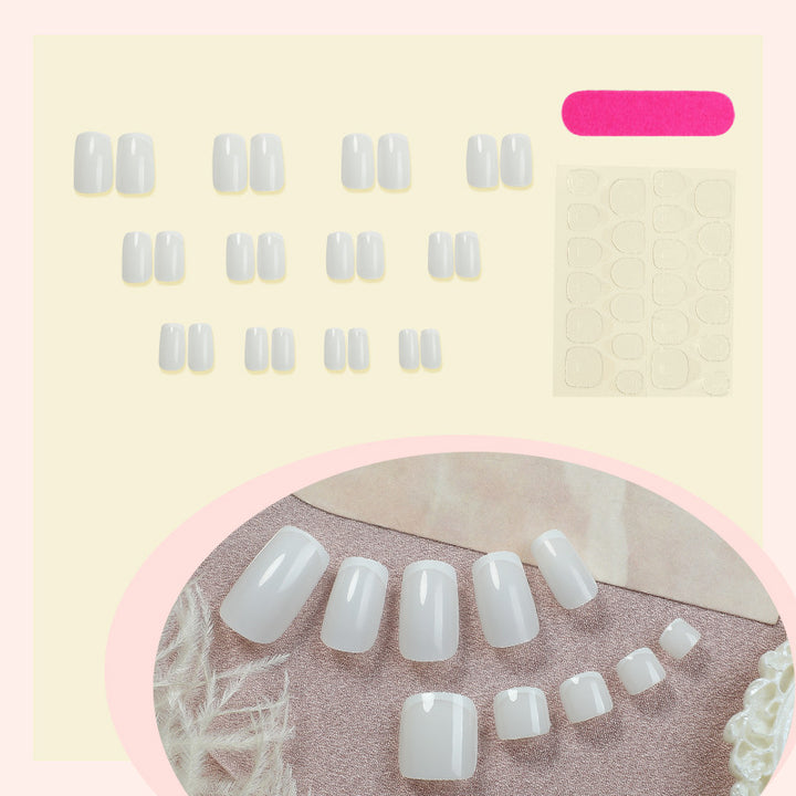 Premium Gel Press-On Nail Set with Elegant French Tip Design Bowlift