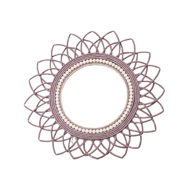 Decorative wall mirror with rattan frame Bowlift