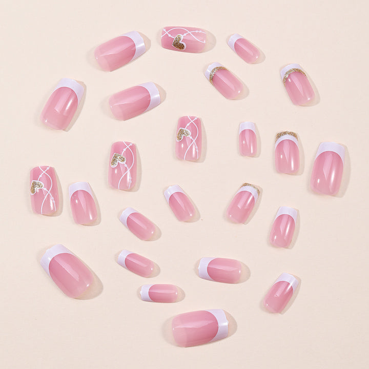 Elegant Heart-Accent Nail Art Extensions Bowlift