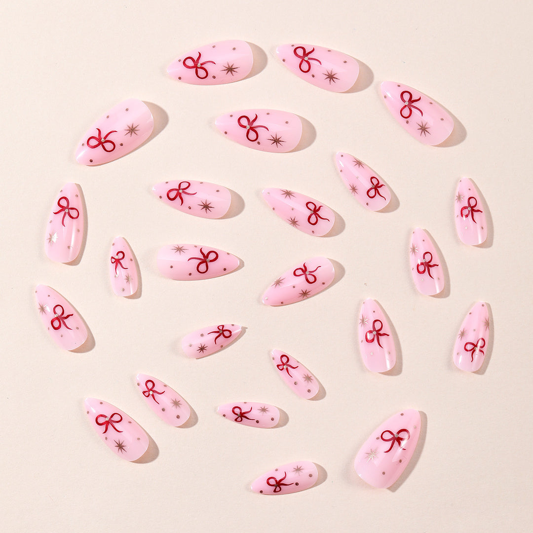 Stiletto Nail Art Extensions with Bow Accents Bowlift