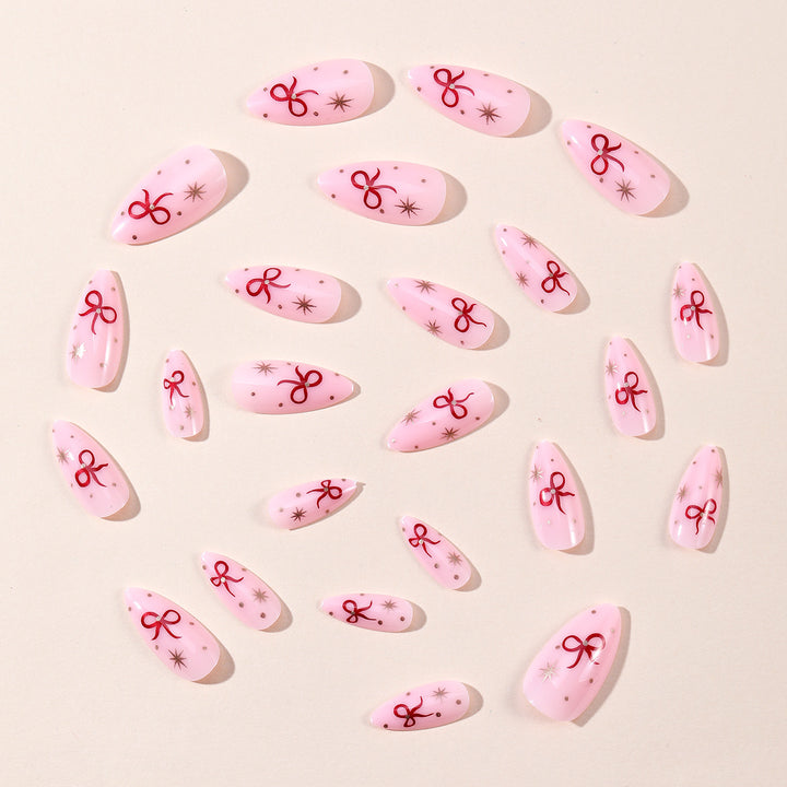 Stiletto Nail Art Extensions with Bow Accents Bowlift