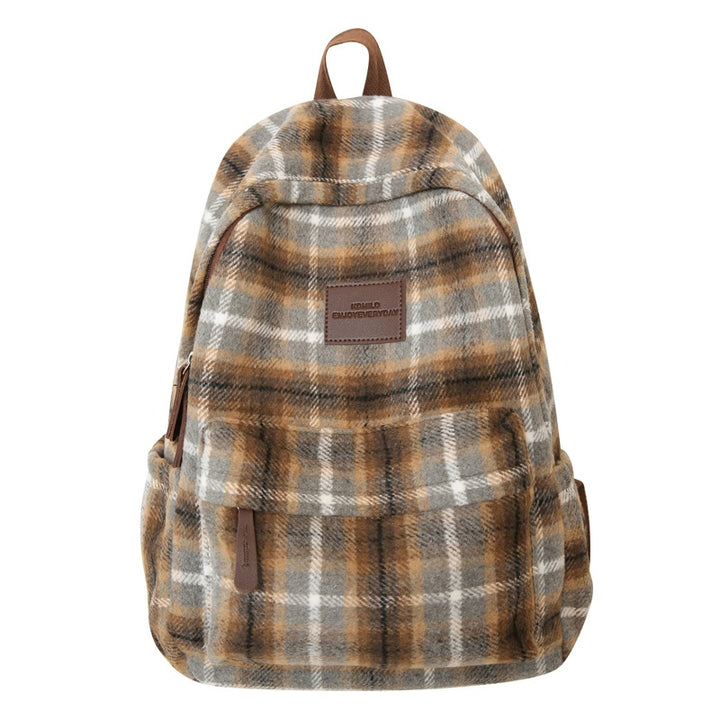 Cozy Plaid Patterned School Backpack Bowlift