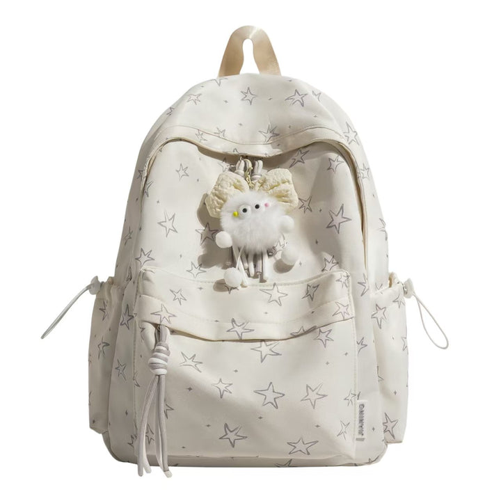 Star-Patterned Plush Backpack Bowlift