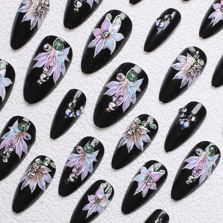 Floral Embellished Press-On Nails Bowlift