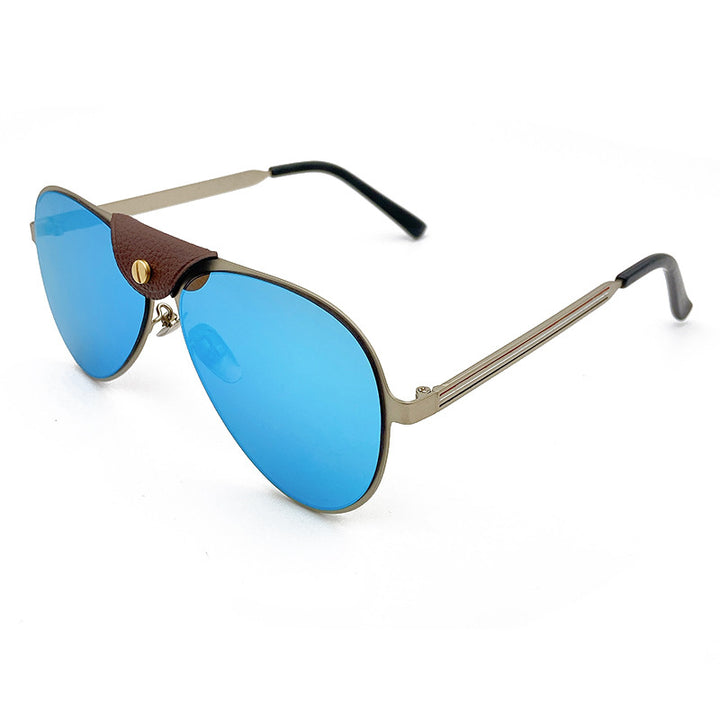 Retro Pilot Sunglasses with Blue Tinted Lenses Bowlift