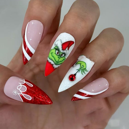 Themed Holiday Press-On Nail Art Bowlift