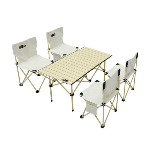 Folding Camping Table With Two Additional Chairs Bowlift