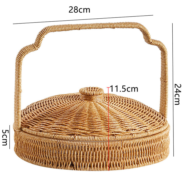 Handwoven Round Serving Basket with Ergonomic Handle Bowlift