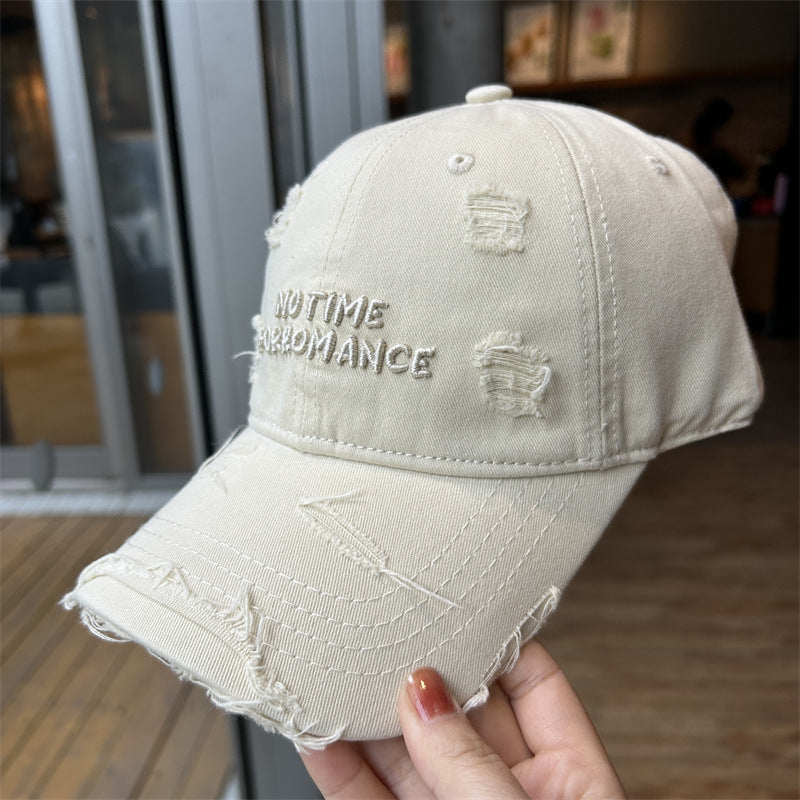 Women's Distressed Cotton Baseball Cap Bowlift