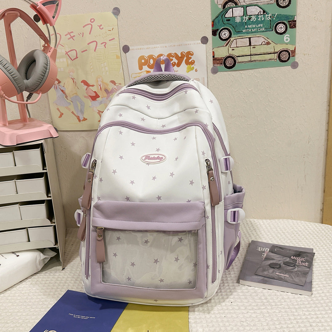 Star-Print Multi-Functional School Backpack Bowlift