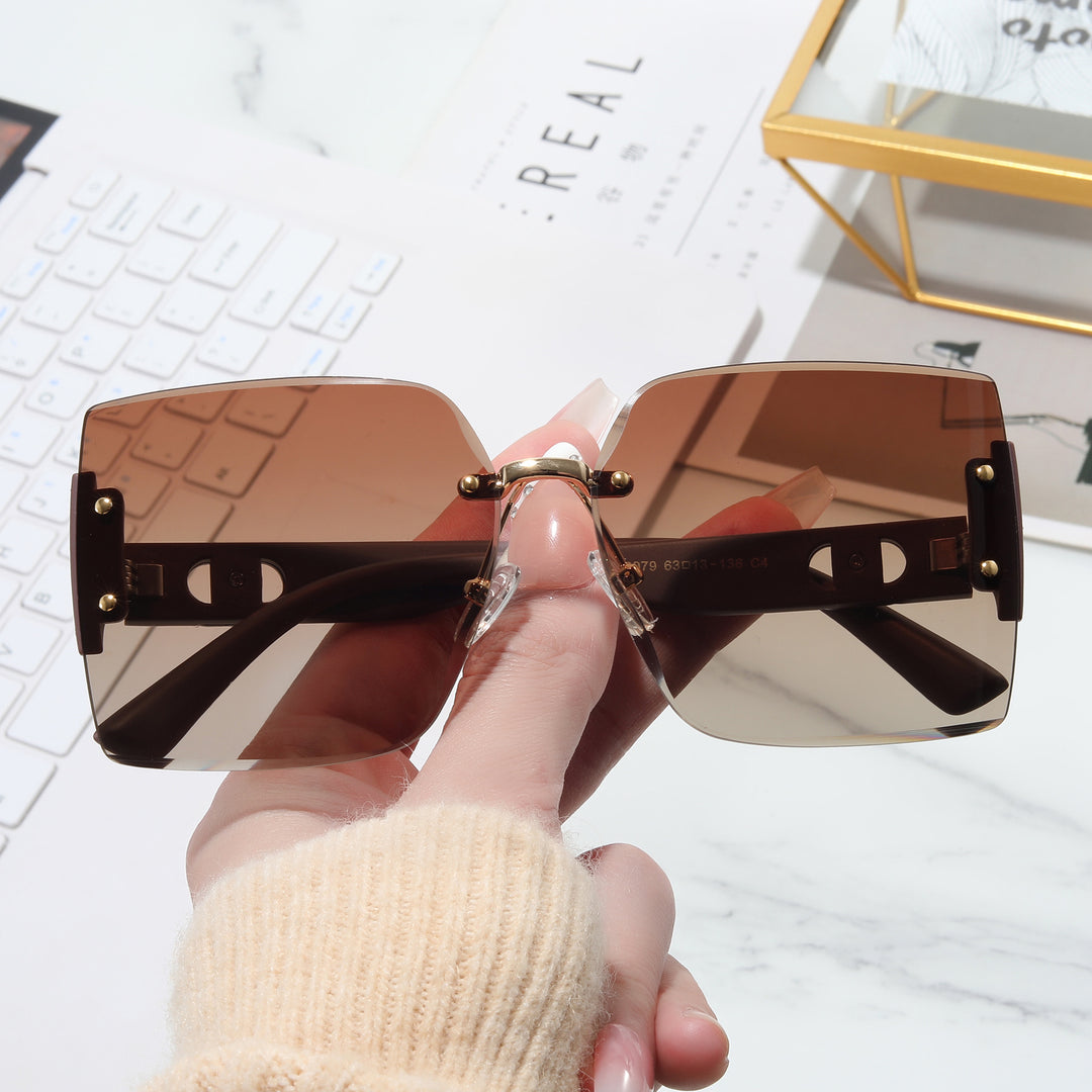 Women's High-Quality Rectangular Sunglasses with Fashionable Metal Frame Bowlift