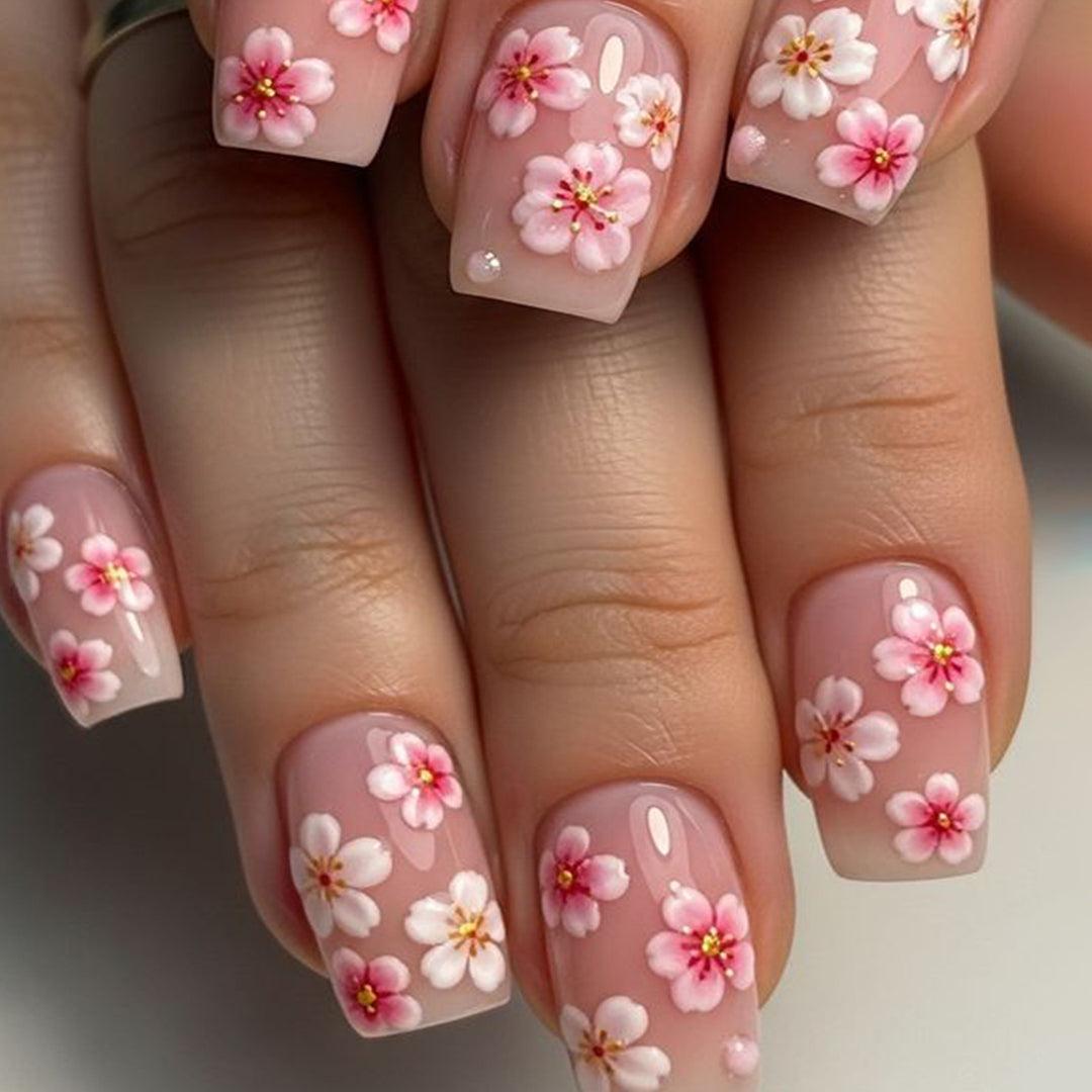 Floral Acrylic Nail Art Set Bowlift
