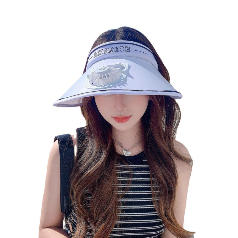Sun protection visor with quiet rechargeable mini fan and adjustable neoprene seat Bowlift
