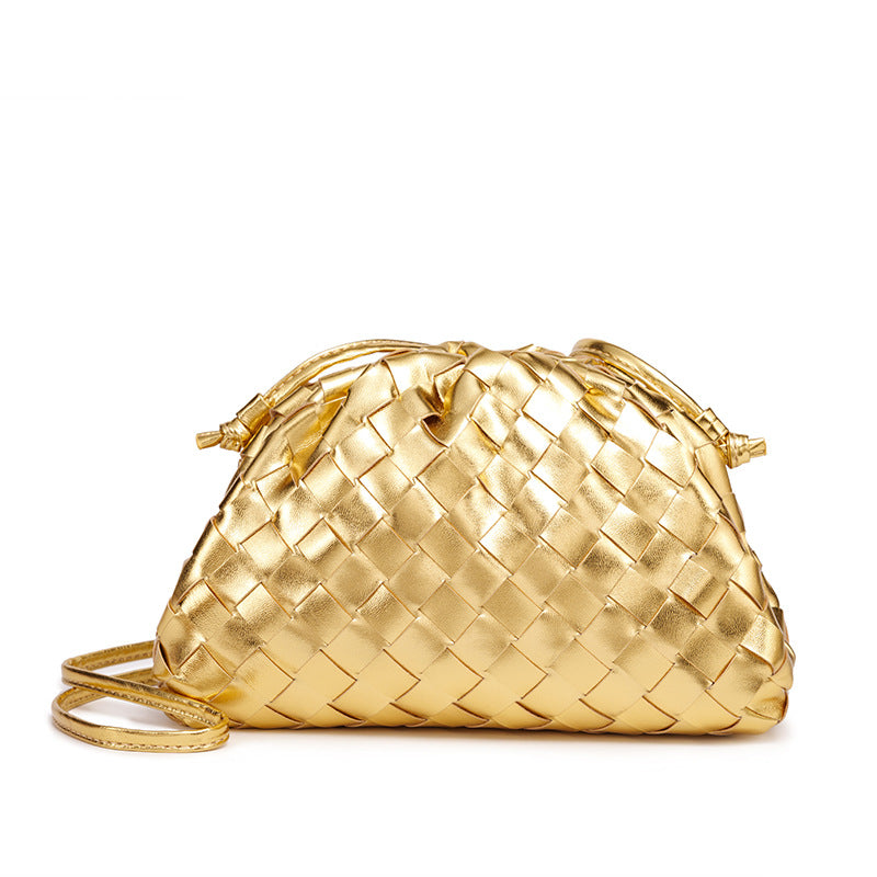 Elegant Woven Leather Bucket Bag Bowlift