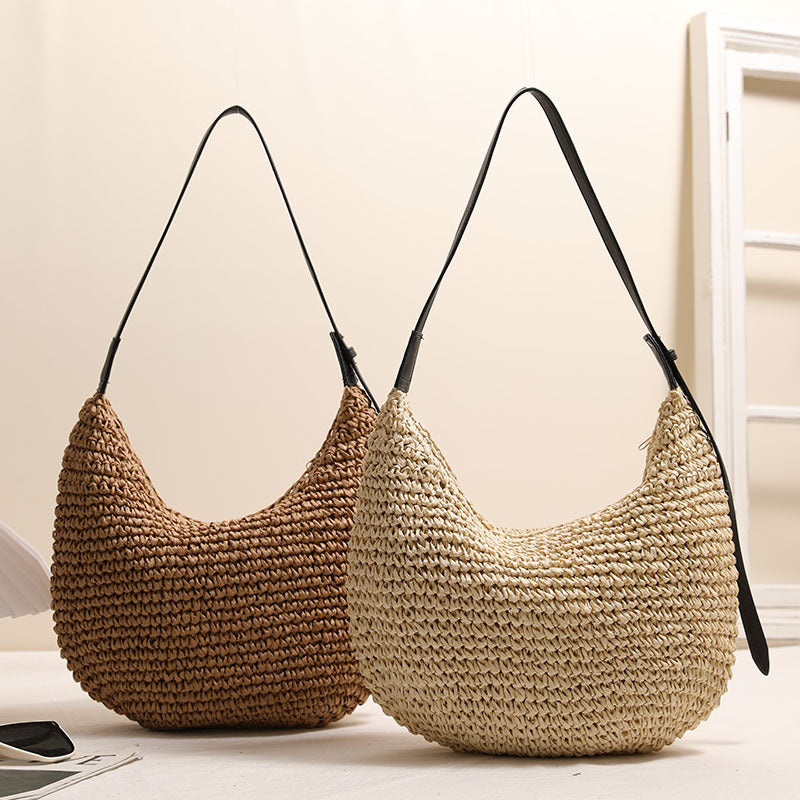 Handmade Hobo Bag Made of Natural Raffia Material Bowlift