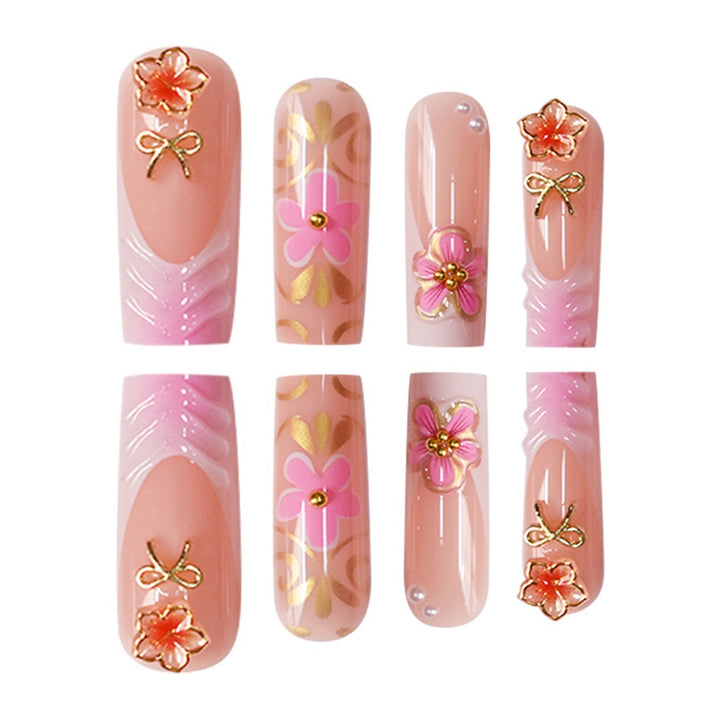 Artistic 3D Floral Press-On Nail Set Bowlift
