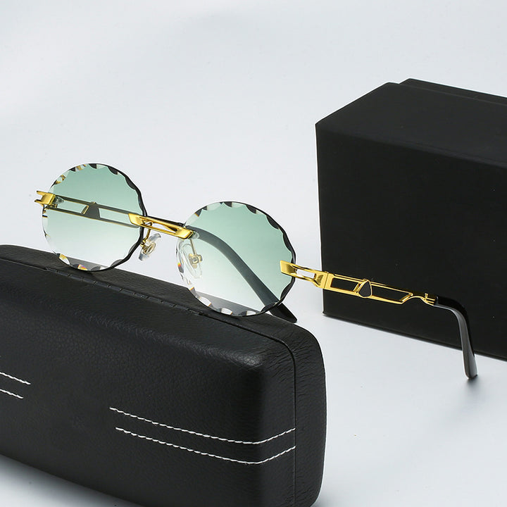 Ladies round sunglasses with unique wave design and high-quality metal frame Bowlift