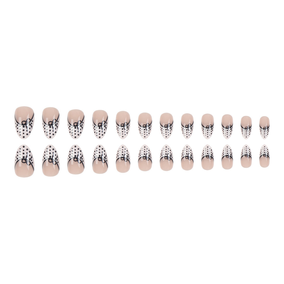 Elegant Stiletto Press-On Nails with Polka Dot Design and Bow Accents Bowlift