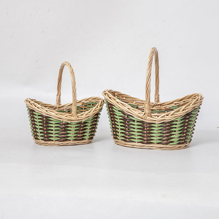 Basket with ergonomic carrying handle