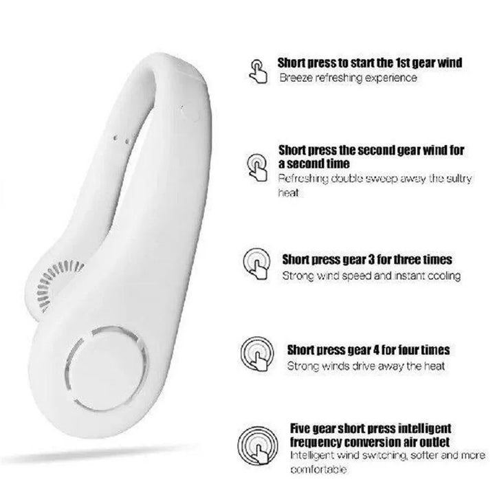 Unisex one size ergonomic U-shaped portable neck cooling fan with bladeless airflow Bowlift