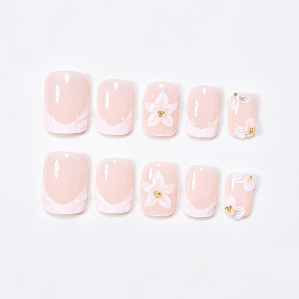 Elegant Floral Nail Extensions Bowlift