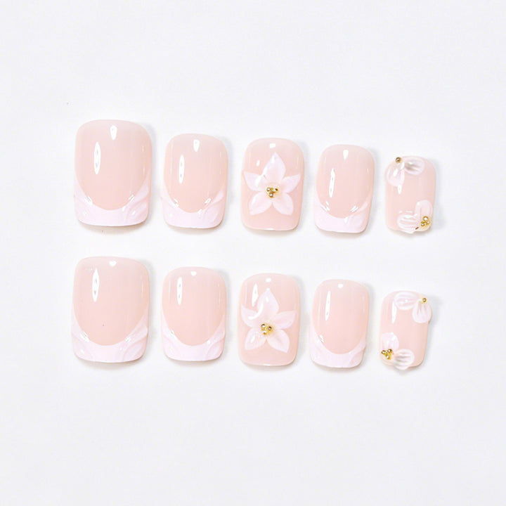 Elegant Floral Nail Extensions Bowlift