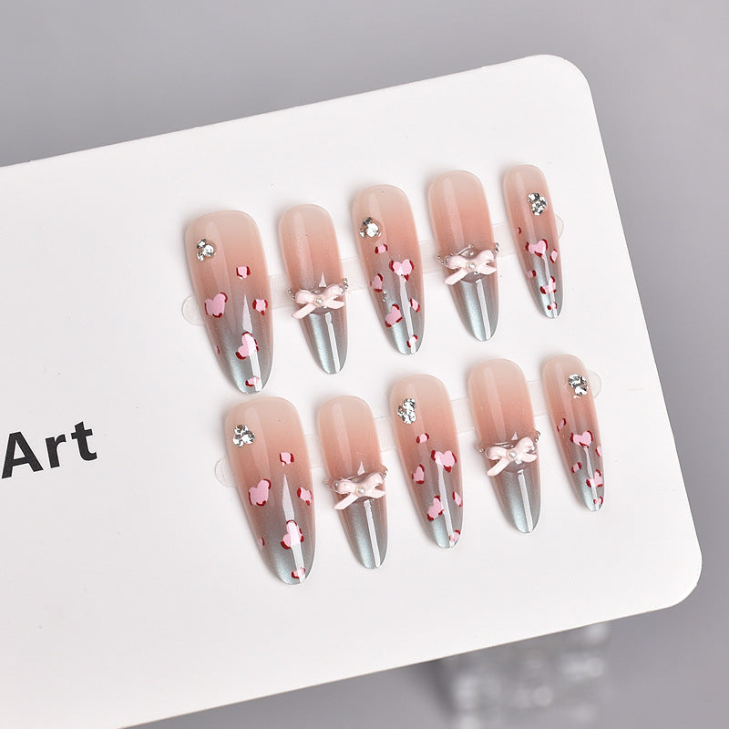 Glamorous Heart-Themed Press-On Nail Set Bowlift