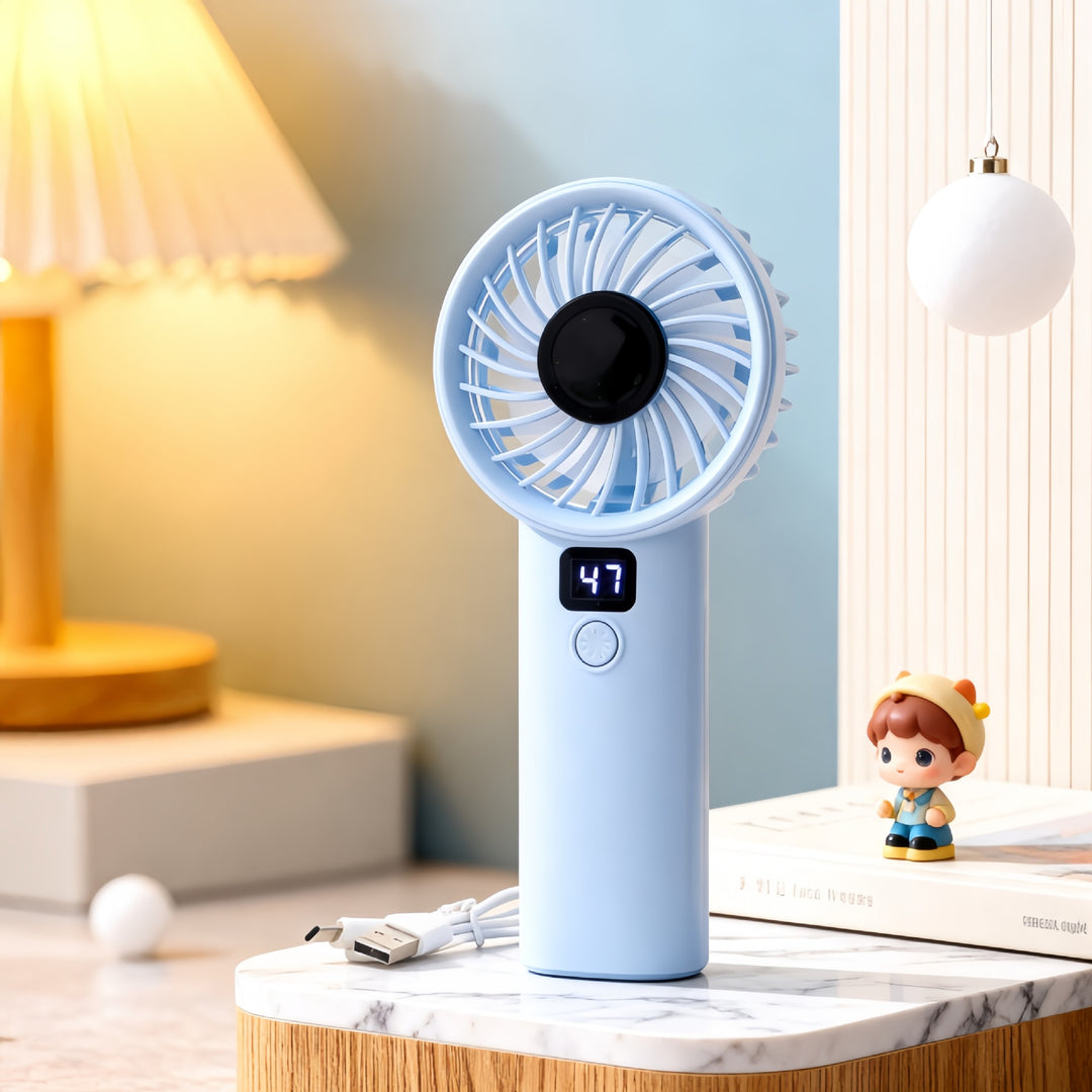 Women Portable Hand Fan with Digital Control and USB Connection Bowlift