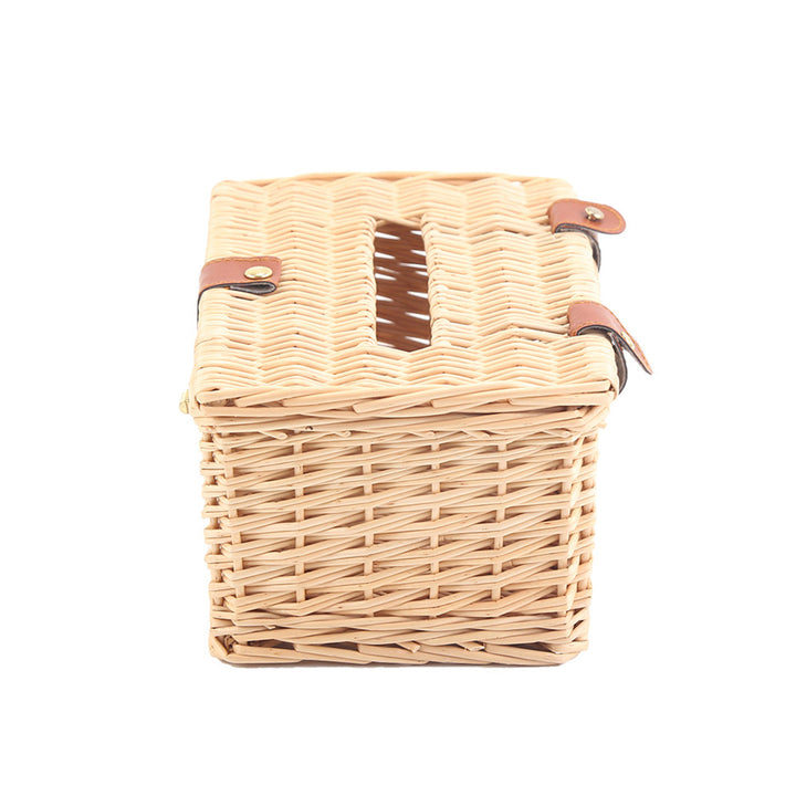 Basket with practical folding mechanism and leather details