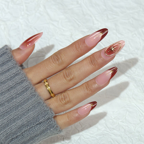 Glamorous Stiletto Press-On Nails with Artistic Designs Bowlift