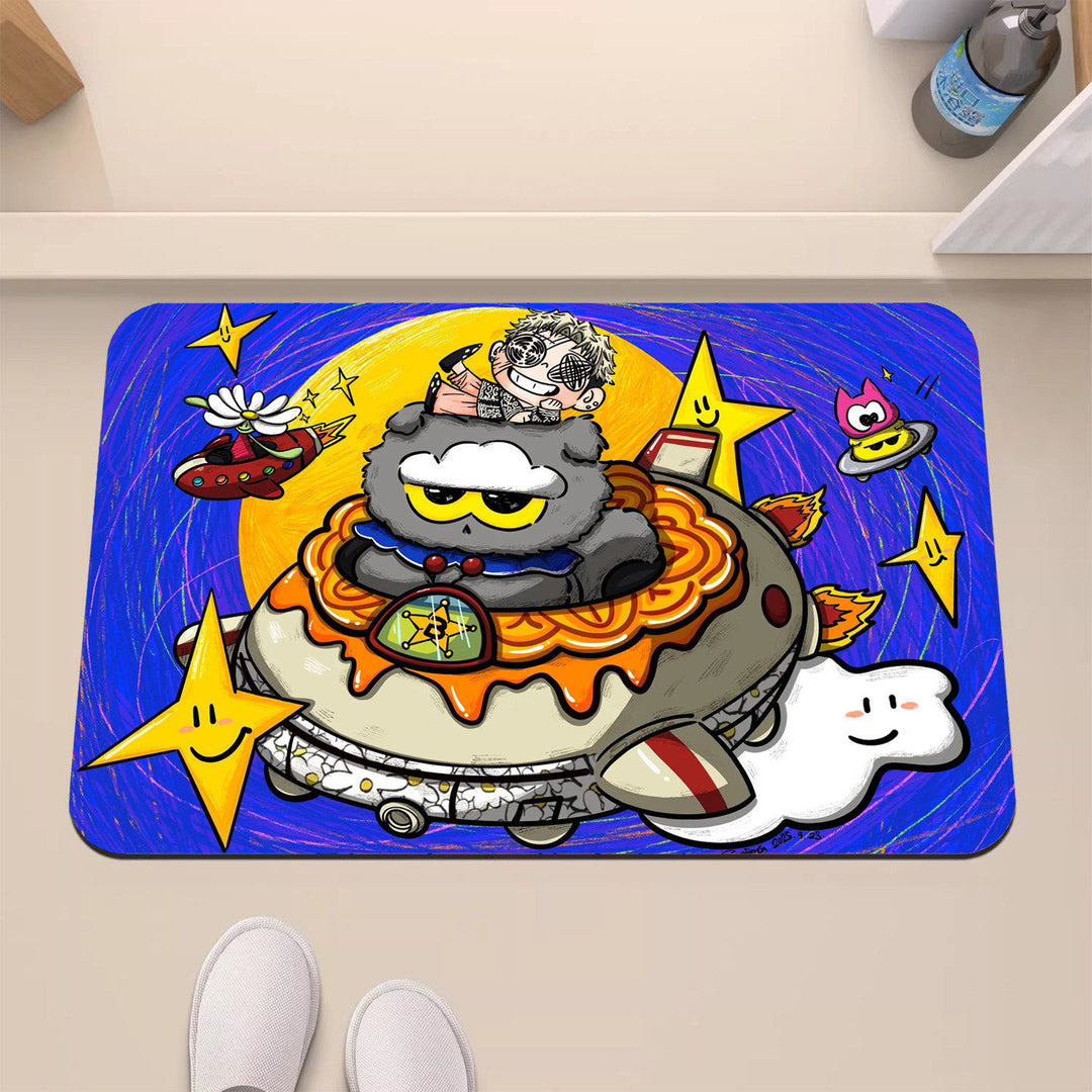 Playful Cartoon-Themed Decorative Mat