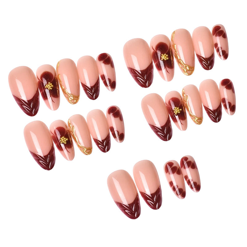 Artistic Floral Press-On Nail Set Bowlift