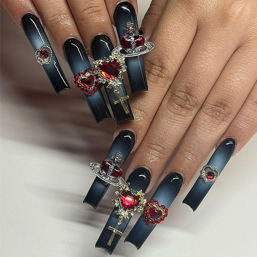 Decorative Nail Art Set with Heart and Gem Accents Bowlift