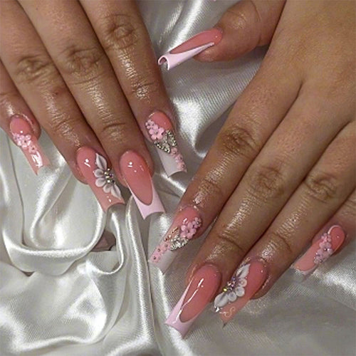 Floral Embellished Press-On Nails Set Bowlift
