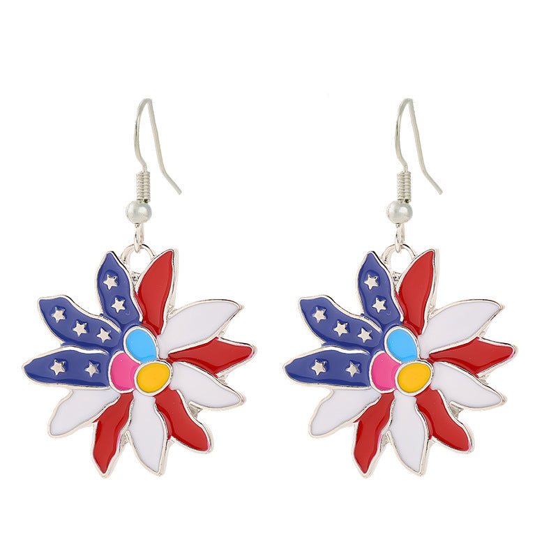 Women's nan patriotic horseshoe enamel dangle earrings with star-accented design and fishhook findings Bowlift