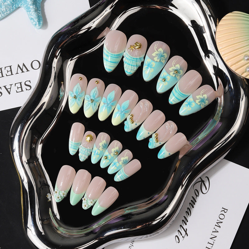 Artistic Tropical Floral Press-On Nail Set Bowlift