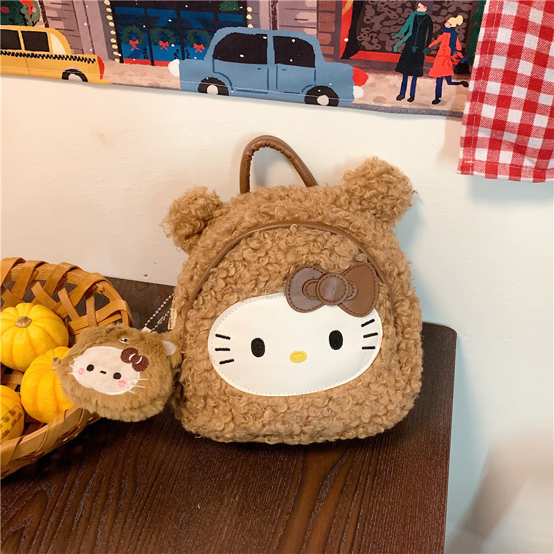 Plush Animal Face Mini Backpack