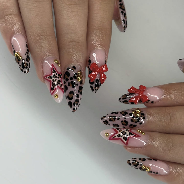 Fierce Leopard Print Stiletto Nail Art Extensions Bowlift