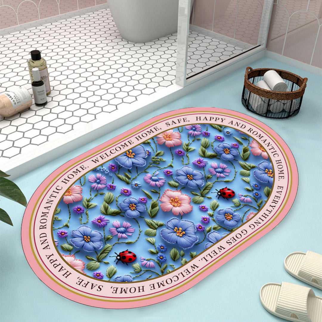Floral Design Bath Mat Bowlift