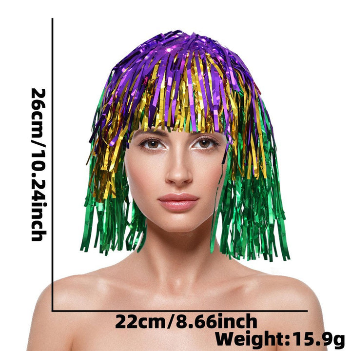 Women's nan metallic foil fringe hula skirt with elastic waistband party costume Bowlift