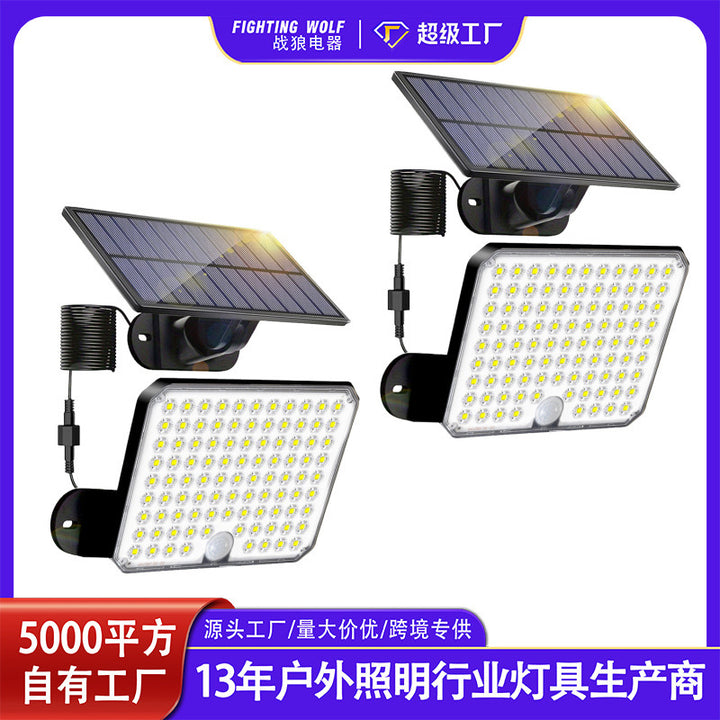 Solar PIR Motion Sensor LED Outdoor Floodlight Panel with Remote and Mounting Brackets Bowlift