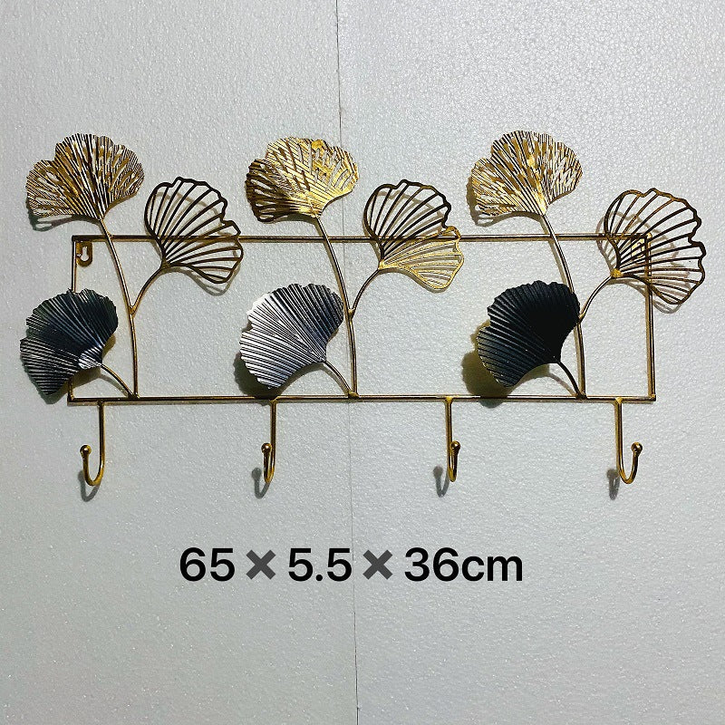 Decorative Metal Wall Hook Rack with Ginkgo Leaf Design Bowlift