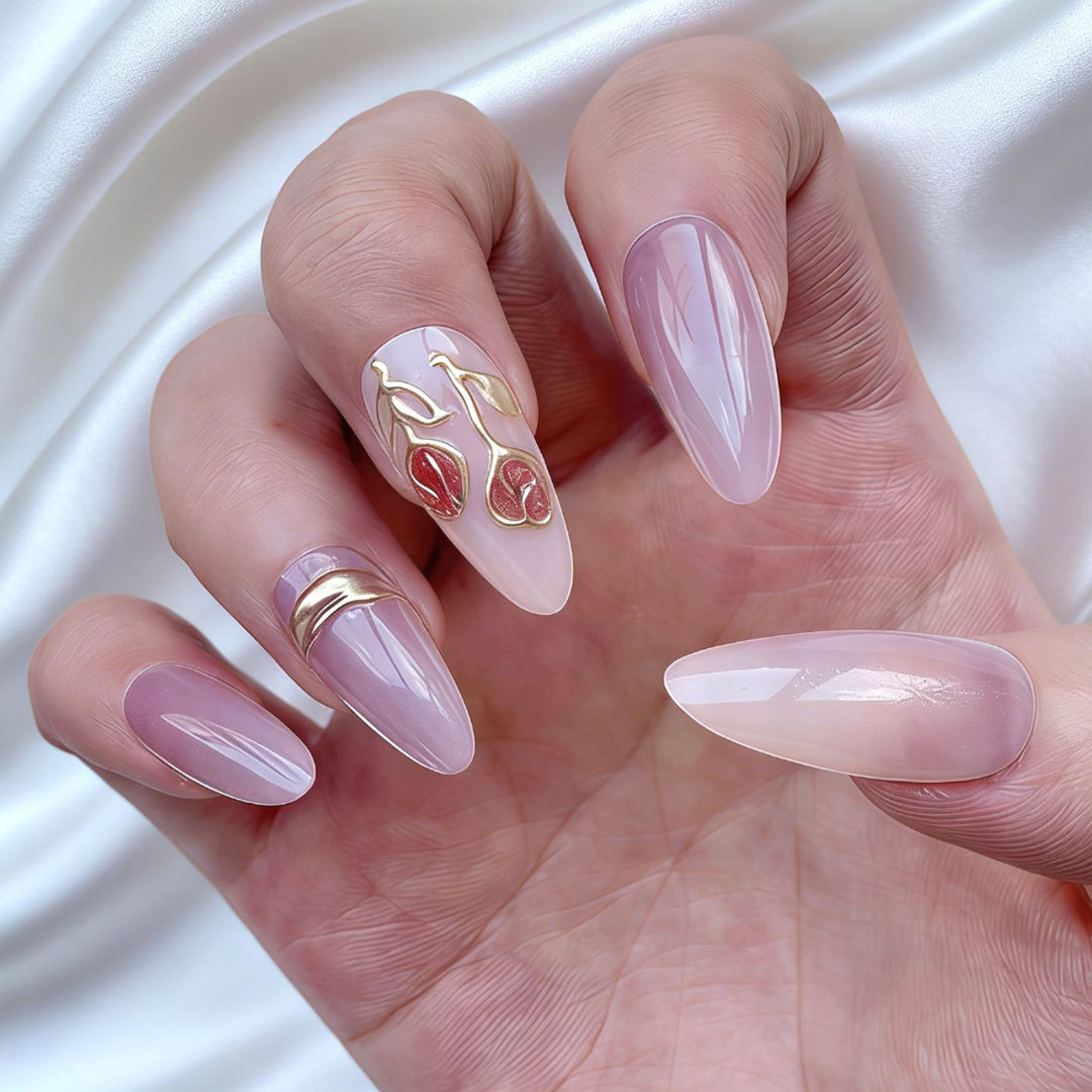 Floral Embellished Press-On Nail Set Bowlift
