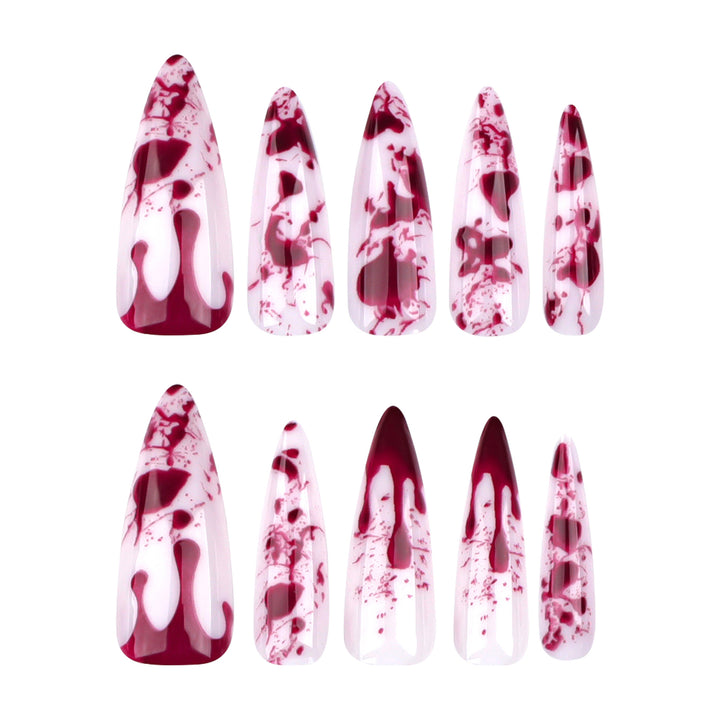 Artificial long stiletto nails with blood design Bowlift
