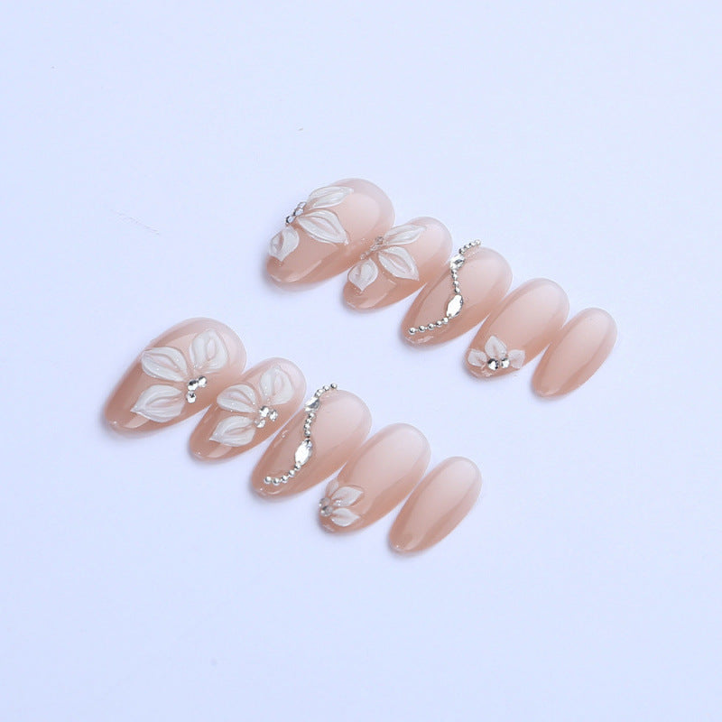 Elegant Floral Design Press-On Nail Set Bowlift