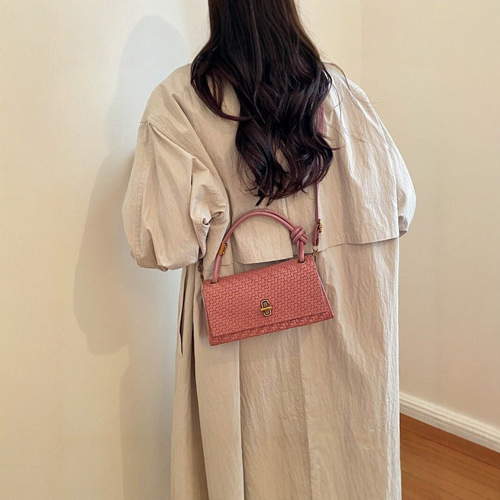 Woven Leather Crossbody Satchel