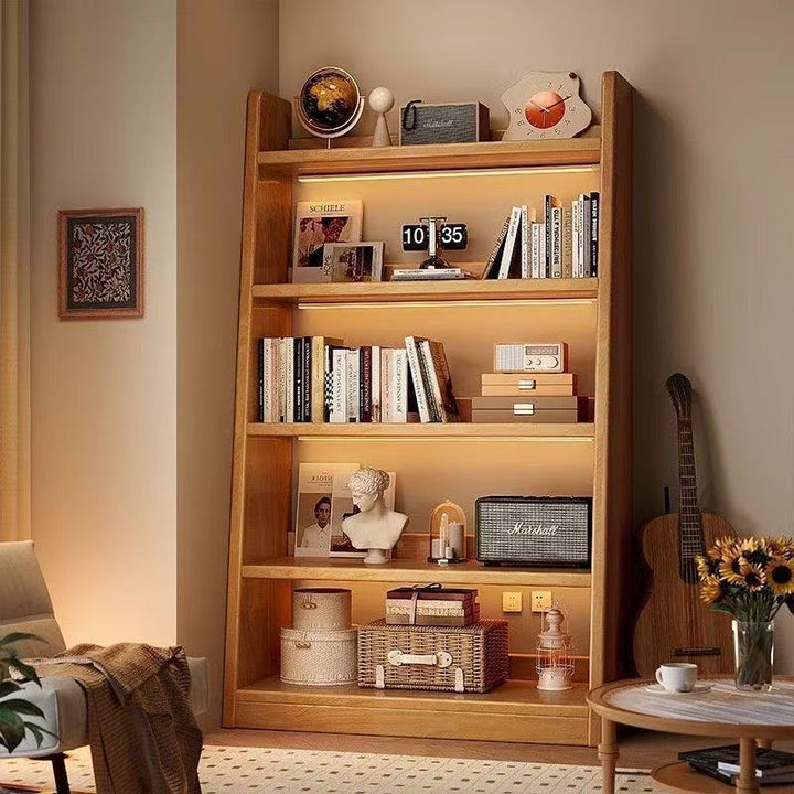 Modern bookcase with integrated LED lighting Bowlift